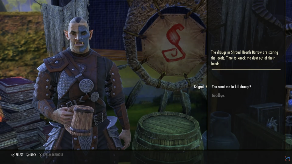 Bolgrul, the Undaunted Delve quest-giver, in the Undaunted Enclave at Elden Root.