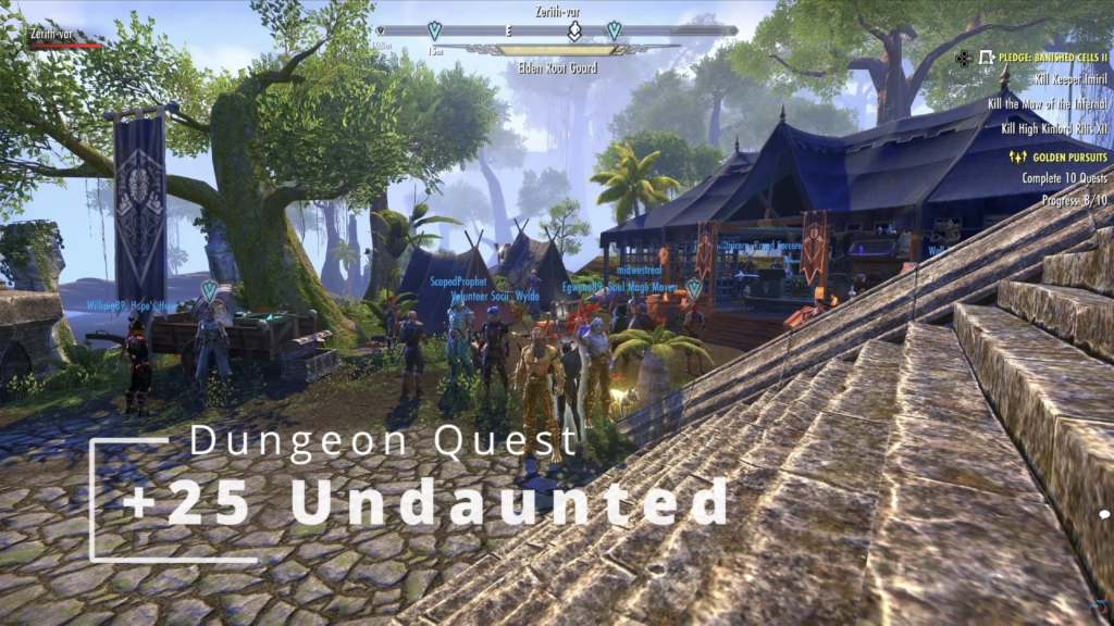 Dungeon quests and Normal Undaunted Pledges give +25 Undaunted Reputation in The Elder Scrolls Online.