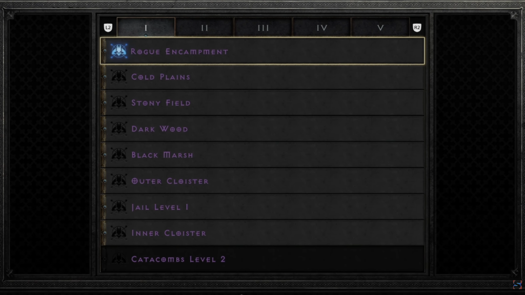 List of Zones within Terrorized Act I in Diablo II Resurrected: Reign of the Warlock