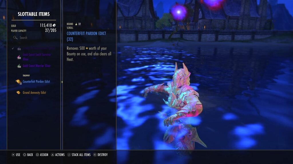 Screenshot of the Counterfeit Pardon Edict item in The Elder Scrolls Online.
