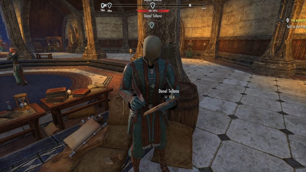 Screenshot of Danel Telleno, the Consumables Crafting Writ Certifier in The Elder Scrolls Online.