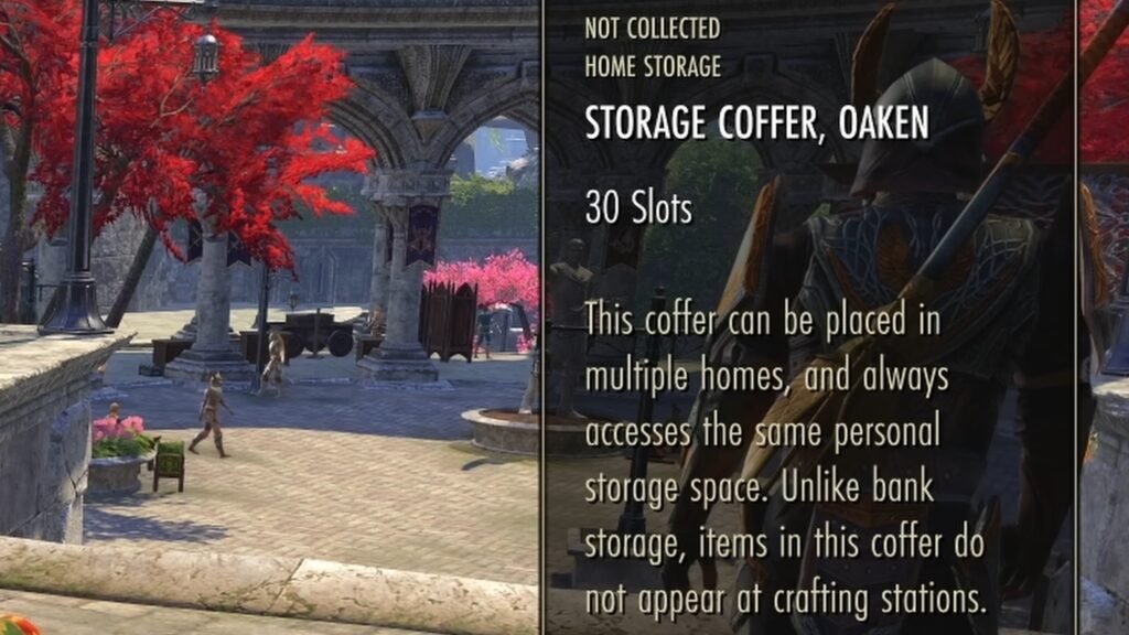 Screenshot of the Oaken Storage Coffer item in The Elder Scrolls Online Crown Store.