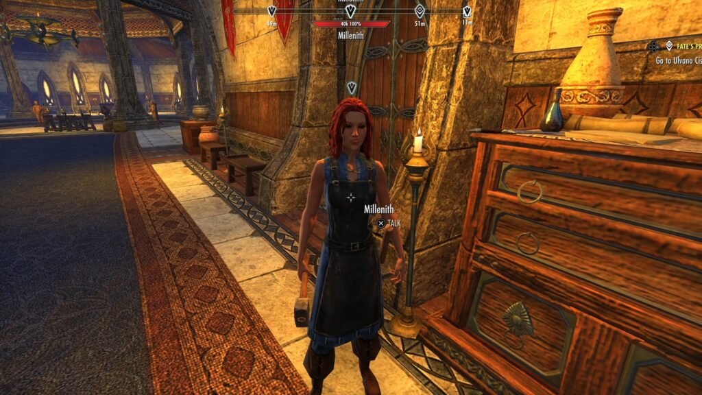Screenshot of Millenith, the Equipment Crafting Writs Certifier in The Elder Scrolls Online.