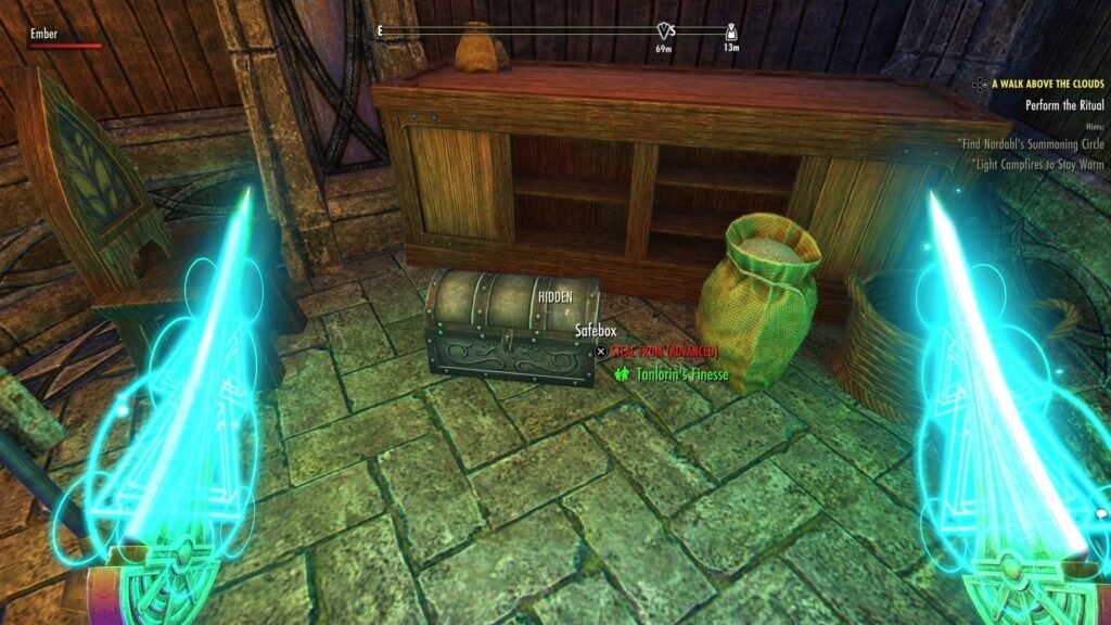 Screenshot of a Safebox inside an NPC home in Vulkhel Guard in The Elder Scrolls Online.