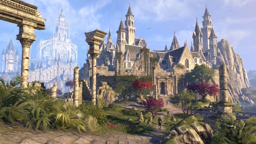 The city of Alinor in Summerset, the main realm of the High Elves in The Elder Scrolls.