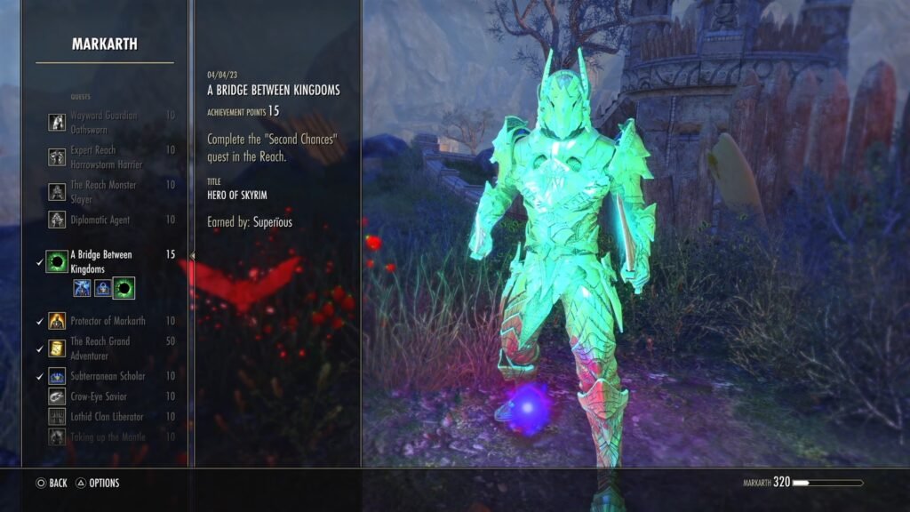 Screenshot of the A Bridge Between Kingdoms achievement in The Elder Scrolls Online.