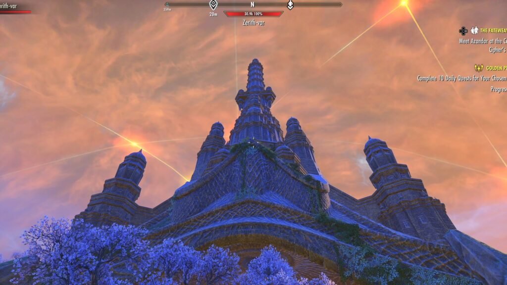 Screenshot of the Ceporah Tower on Artaeum in The Elder Scrolls Online.