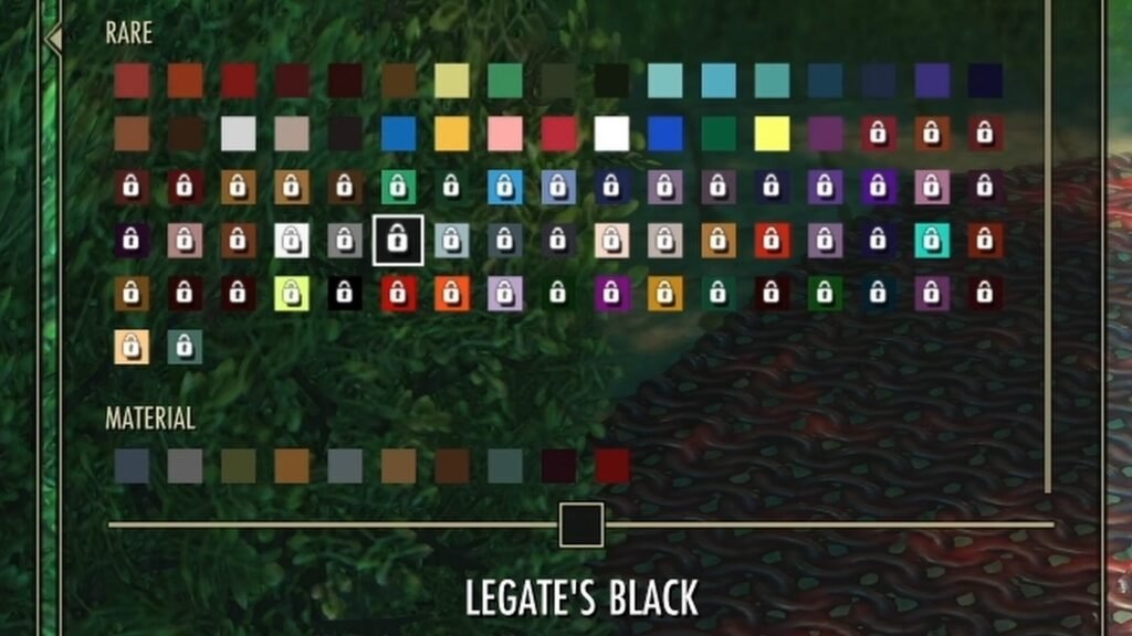 Screenshot of Legate's Black in the Dyes screen of the Outfit Station in The Elder Scrolls Online.