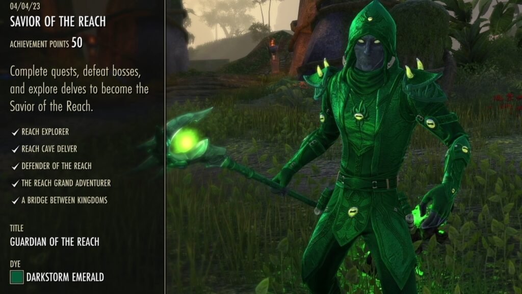 Screenshot of the Savior of the Reach achievement in The Elder Scrolls Online.