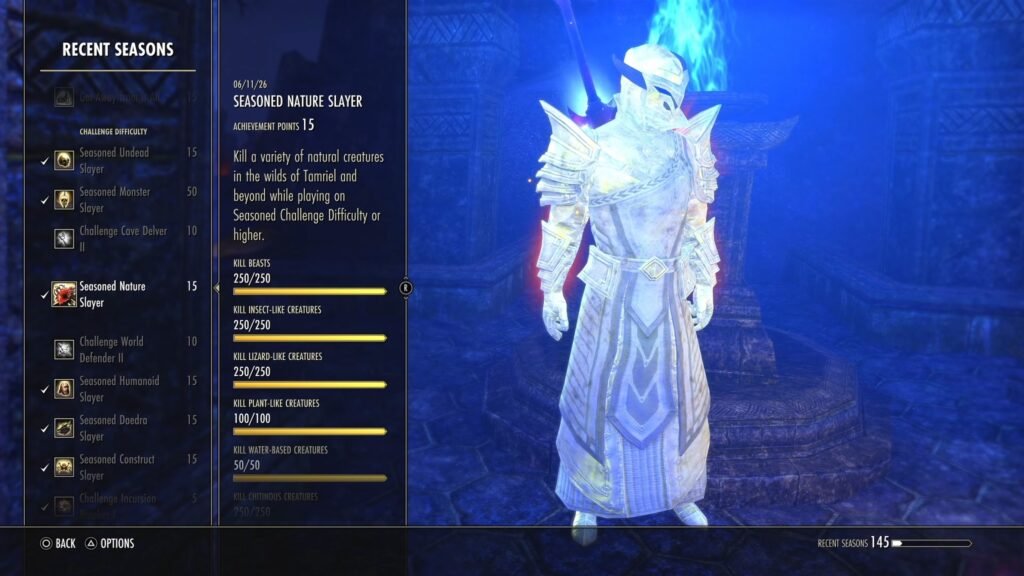 Screenshot of the Seasoned Nature Slayer Achievement in The Elder Scrolls Online.