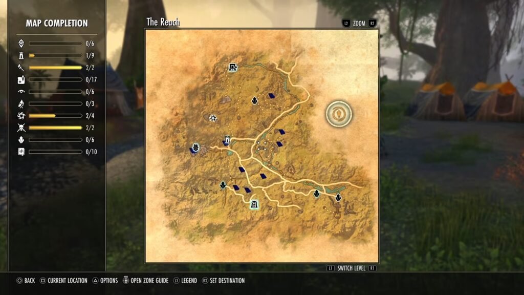 Map of The Reach in The Elder Scrolls Online.
