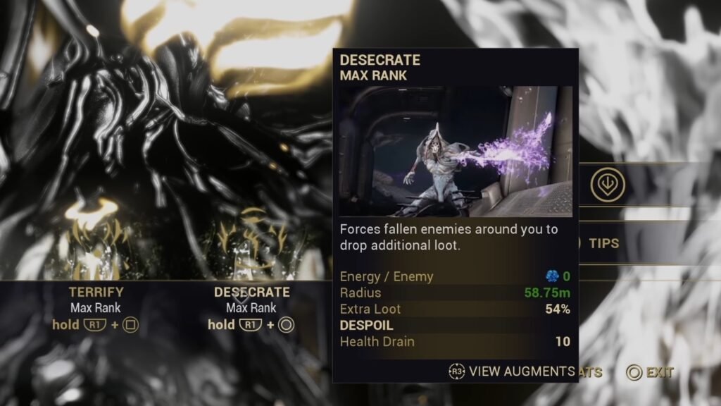 Close-up on the ability tooltip of Desecrate, Nekros' third ability.